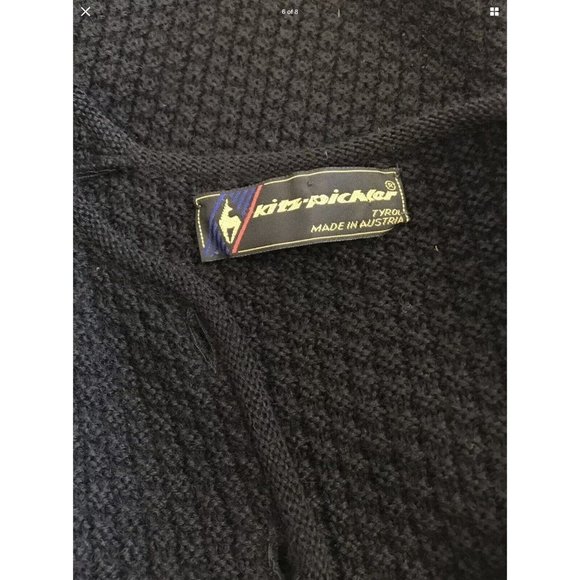 Vintage 1980’s Kitz Pichler Austria S Wool Cardigan Waffle Knit Black Red Green - Picture 6 of 8